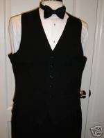 New Men Full Back Black Polyester Waiter Tuxedo Vest XS  