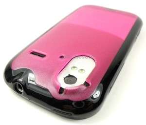 FOR HTC AMAZE 4G RUBY BLACK EDGE PINK TPU SOFT SKIN COVER CASE 