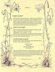 Book of Shadows page Lose Weight Wiccan Weightloss Spells  