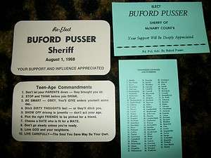 BUFORD PUSSER ELECTION CARDS FROM 2 ELECTIONS SET OF 4  