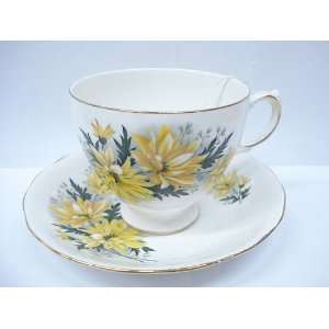 Royal Vale English Bone China   Yellow Flowers Vintage Cup and Saucer 