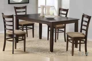 PC MODERN CAPPUCCINO SOLID WOOD TOP DINING TABLE SET  