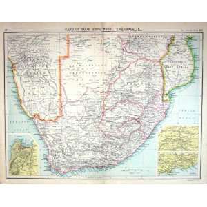 Bartholomew Map C1900 Cape Good Hope Natal Transvaal Africa Pretoria