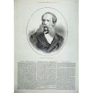  1878 Portrait Mr Welsh New American Minister Old Print 