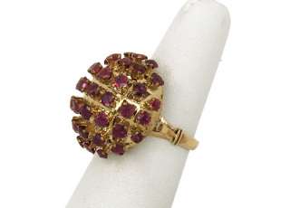 VINTAGE 14K GOLD & 4.5 CTS RUBIES DOMED SPUTNIK RING  