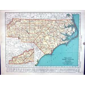 Collier Antique Map 1936 Rand Mcnally North Carolina America Dakota 