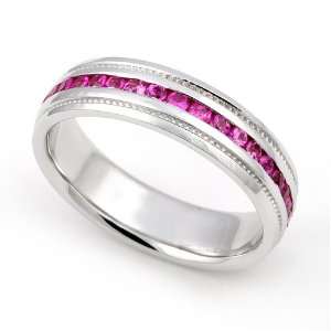   Pink Sapphire Eternity Milgrain Band Ring, 5.5 Juno Jewelry Jewelry