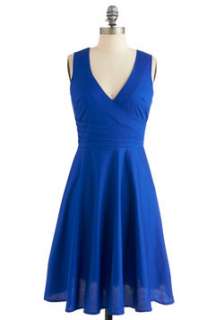 Blue Solid Dress  Modcloth