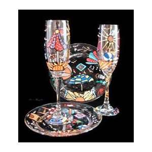 Mardi Gras Fireworks Design   Hand Painted   Wine Glass   8 oz 