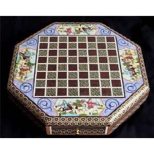   Crafted Chessboard with Drawer Horsemen Design #1039 