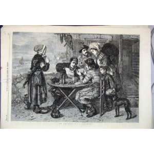  1866 Lucky Number Men Woman Dog Child Table Sea View
