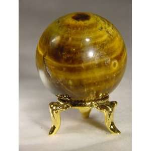  1.5 Diameter Golden Tiger Eye Sphere Lapidary with Gold 