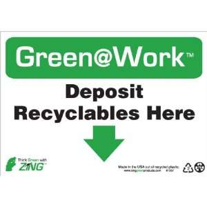 Zing Environmental Awareness Sign, Header Green at Work, Deposit 