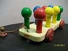 OLD vinatge Play Skool Wooden Pull toy, wooden wheels, wooden parts 