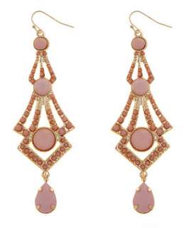 Pink (Pink) Pink and Gold Chandelier Earrings  244742970  New Look