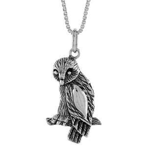  925 Sterling Silver Owl Pendant (w/ 18 Silver Chain), 15 