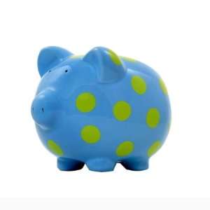  Elegantbaby   Classic Piggy Bank   Light Blue with Lime 