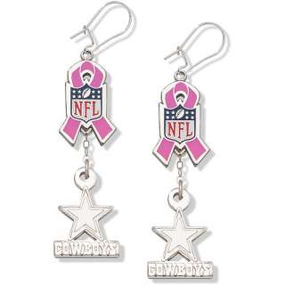   LogoArt Dallas Cowboys Breast Cancer Awareness Pink Ribbon Earrings