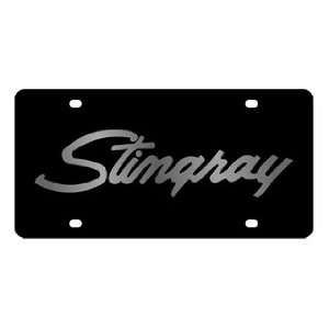  Chevrolet Corvette Stingray License Plate on Black Steel 