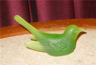 Westmoreland Green Satin Glass Bird 3 1/2 TAGSALE  