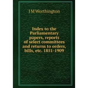  Index to the Parliamentary papers, reports of select committees 