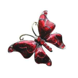  Beautiful Fiery Red Butterfly Brooch with Swarovski 