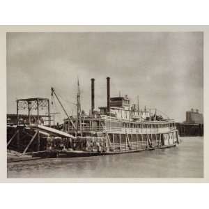  1927 New Orleans LA Mississippi River Cotton Boat Dock 