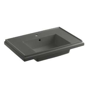   Inch Pedestal Lavatory Basin with Single Hole Faucet Drilling, Thunder
