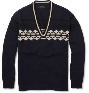    Knitwear  V necks  Graphic V Neck Wool Blend Sweater