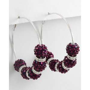 Basketball Wives Inspired Hoop Earrings ~ Dark Purple Fireball Beads 