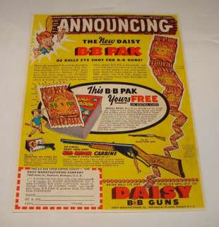 1949 Daisy bb gun ad ~ ANNOUNCING THE NEW DAISY BB PAK  