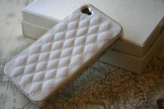 White Deluxe Leather Chrome Hard Case Cover iPhone 4 4s USA Seller 