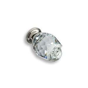 170 CKP Brand Faceted Crystal Rose Knob, Clear with Polished Nickel 