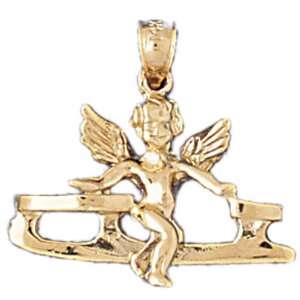  14kt Yellow Gold Angel On Ice Skate Pendant Jewelry