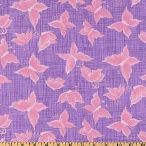  44 Wide Daisies Butterfly Shadows Purple/Pink Fabric By 