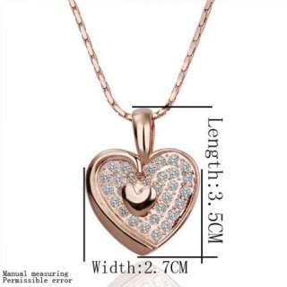 N105 18K rose Gold plated white gem Swarovski crystal heart Necklace 