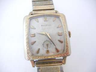 Vintage Mens 1964 BULOVA Square Face Wrist Watch 10 Rolled Gold Plate 