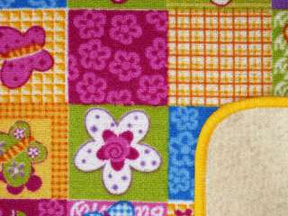 Patchwork Teppich bunt Spielteppich Kinderteppich Blumen Schmetterling 