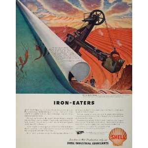  1943 WWII Ad Shell Lubricants Iron Ore Mesabi Range 