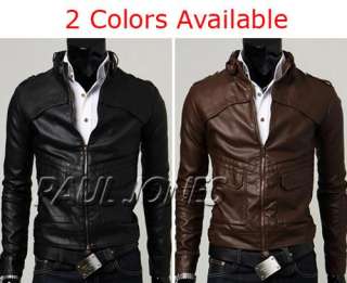 PJ New Slim Korea Designed Mens Faux Leather Jacket Coat ColourBlack 
