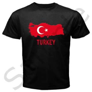 Turkey Turkish Flag Map Emblem Black T shirt  