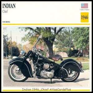 Motorcycle Card 1946 Indian Chief 1205 V Twin Motocycle  