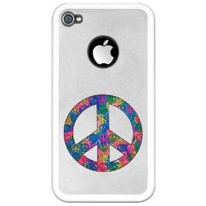  iPhone 4 Clear Case White Peace Symbols Inside Tye Dye Peace Symbol 