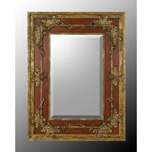  Wood Frame with Distressed Gold and Red Finish Mirror 