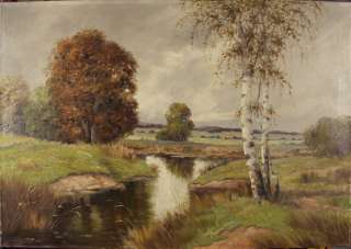 Flusslandschaft mit Birken Stimmungsvolle, ruhige Atmosphäre ca.1950