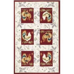 Country Rooster Rug 26x4 Burgundy 