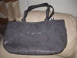   EMBOSSED PATENT TOTE F18326 PURSE SV/DY dark grey 886382053755  