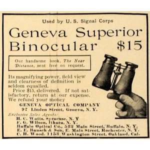  1906 Ad Geneva Optical Superior Binocular Vintage 