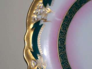 Antique Limoges France Floral Plate Heavy Gold Trim  
