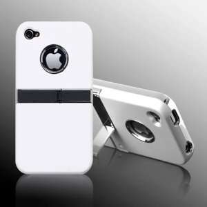 HARD CASE WITH CHROME STAND and COVER RUBBERIZED CLIP For Apple iPhone 